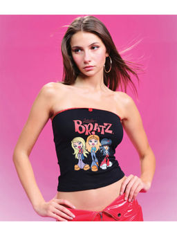 Bonkers Corner - Black Holy Trinity Lace Trimmed Tube Crop Top