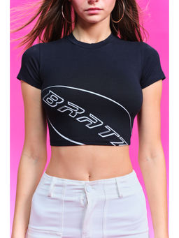 Bonkers Corner - Navy Blue Time To Get Lit Crop T-Shirt