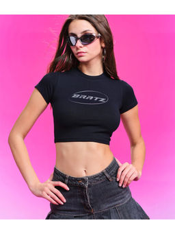 Bonkers Corner - Navy Blue Bratz High Five Crop T-Shirt