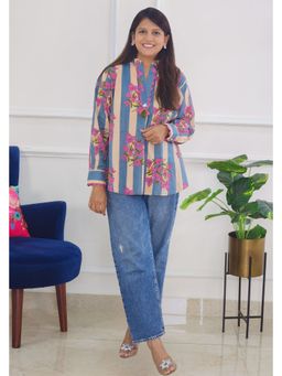 Pink Tree - Blue Jaipuri Block Shirts Top
