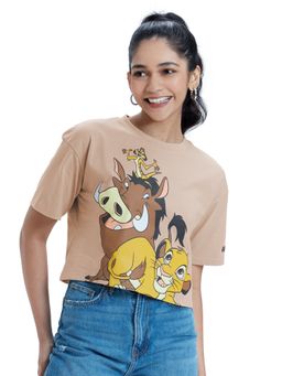 The Souled Store - Disney Tan Hakuna Matata Oversized Cropped T-Shirt for Women