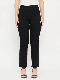 Madame - Black Cotton Straight Fit Jeans