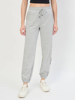 Madame - Grey Cotton Blend Tapered Joggers