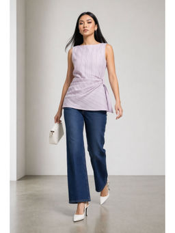 Virgio - Pink Striped Cotton Stripped Side Knot Top