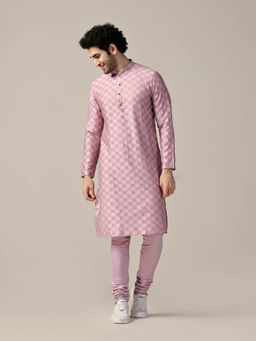 KISAH - Men Pink Kurta with Churidar (Set of 2)