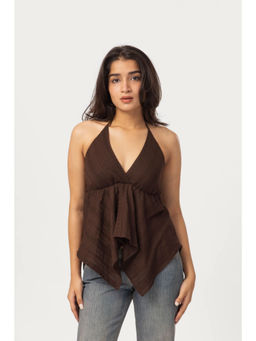 PAST MODERN - Brown Women Halter Top