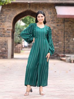 LIROSE - Green Double Line Lurex Jumpsuit