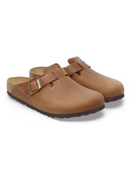 Birkenstock - Boston Unisex Narrow Width Cognac Natural Leather Oiled Mules