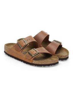 Birkenstock - Arizona Unisex Narrow Width Brown Natural Leather Oiled Sandals