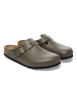 Birkenstock - Boston Unisex Regular Width Concrete Gray Natural Leather Mules