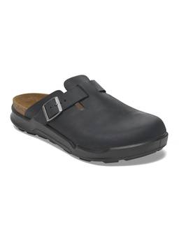 Birkenstock - Boston Crosstown Men Grey Regular Width Black Waxy Leather Mules
