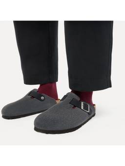 Birkenstock - Boston Men Regular Width Charcoal Mixed Leather Mules