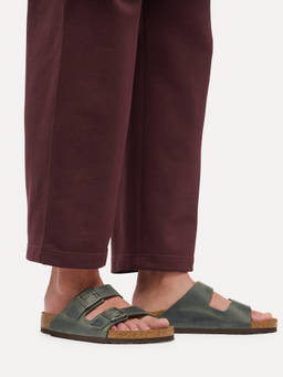 Birkenstock - Arizona Unisex Regular Width Thyme Natural Leather Oiled Sandals