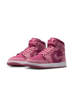 Nike - Womens Pink Air Jordan 1 Mid Basketball Sneakers