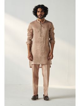 STUDIO BAGECHAA - Brown Naksh Short Kurta with Pant (Set of 2)