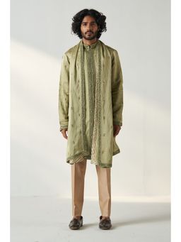 STUDIO BAGECHAA - Olive Nayaan Kurta with Pant and Dupatta (Set of 3)