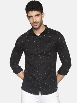 SHOWOFFFF - Mens Casual Black Slim Fit Full Shirt