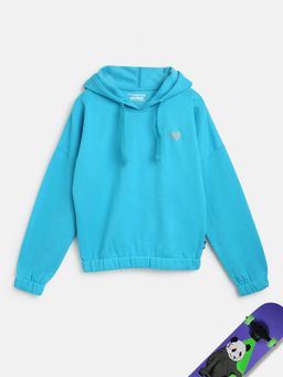 Lil Tomatoes - Girls Fleece Solid Sweatshirt Aqua Blue