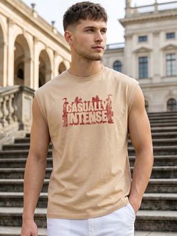 Bewakoof - Ginger Root Brown Casually Intense Typography Boxy Fit Vest