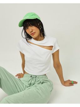 Bewakoof - Women's White Slim Fit Short Top