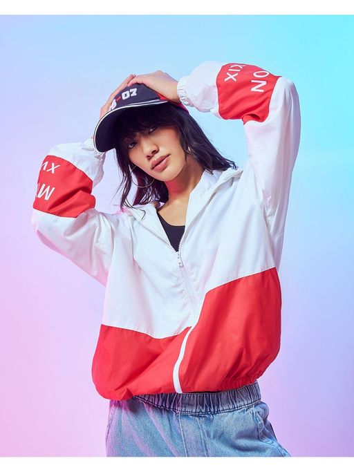 Buy Bewakoof Womens White Red Color Block Super Loose Fit