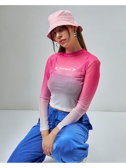 Bewakoof - Women's Pink Ombre Slim Fit Short Top