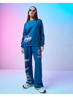 Bewakoof - Women's Skipper Blue LMAO Graphic Printed Co-ordinates