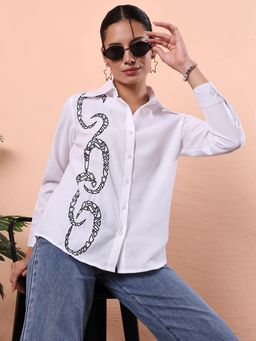 FITHUB - White and Black Embroidered Shirt