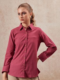 FITHUB - Wine High-Low Hem Longline Shirt
