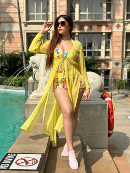 Trove Label - Yellow Solid Full Sleeves Cover-Up