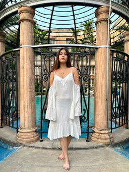 Trove Label - White Butterfly Swim Cover-Up Dress