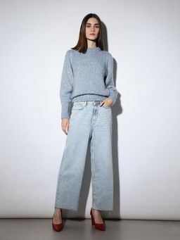 ONLY - Women's Regular Fit Blue Sweater