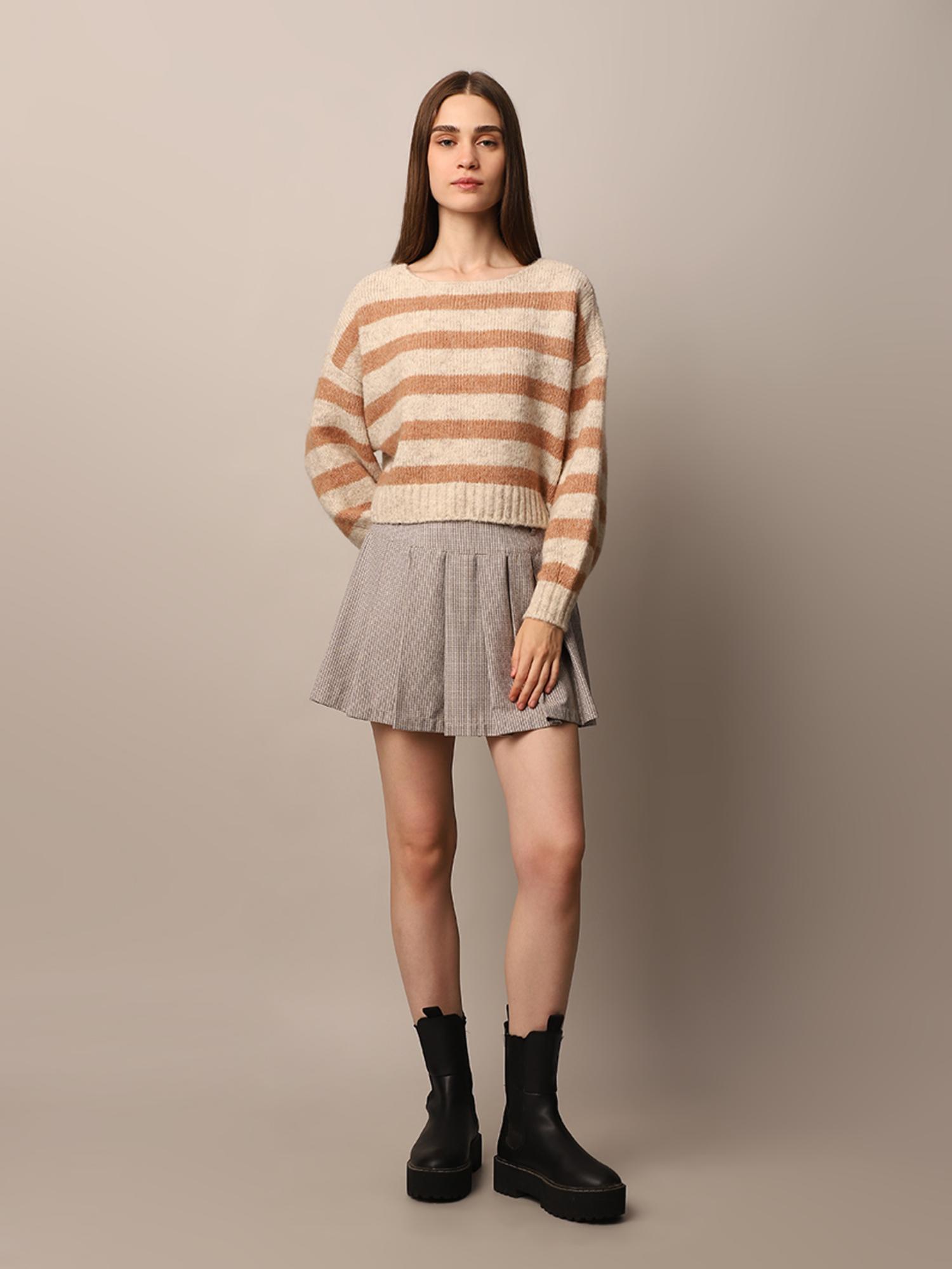 only Women's Regular Fit Beige Sweater-picture-15