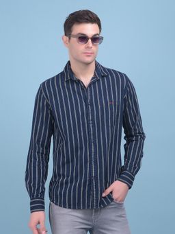 CRIMSOUNE CLUB - Mens Black Vertical Stripes Cotton Shirt