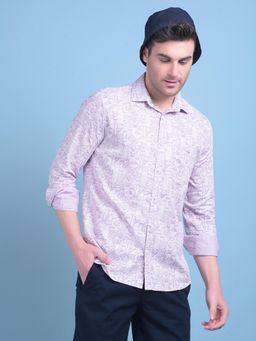 CRIMSOUNE CLUB - Mens Purple Printed Cotton Shirt