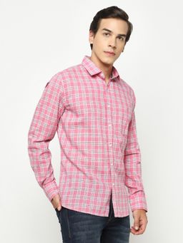 CRIMSOUNE CLUB - Mens Pink Tartan Check Shirt