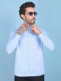 CRIMSOUNE CLUB - Mens Blue Cotton Shirt