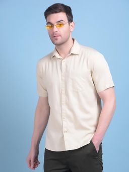 CRIMSOUNE CLUB - Mens Beige Cotton Shirt