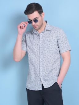 CRIMSOUNE CLUB - Mens Grey Floral Print Shirt