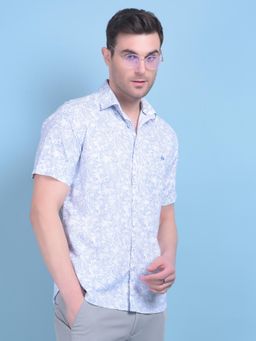 CRIMSOUNE CLUB - Mens Blue Printed Cotton Shirt