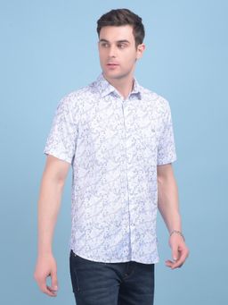 CRIMSOUNE CLUB - Mens Printed Blue Cotton Shirt