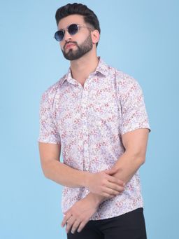 CRIMSOUNE CLUB - Mens Wine Floral Print Cotton Shirt