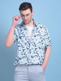 CRIMSOUNE CLUB - Mens Green Floral Print Shirt