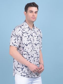 CRIMSOUNE CLUB - Mens Grey Floral Print Shirt