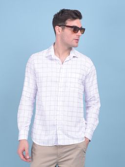 CRIMSOUNE CLUB - Mens White Plain Check Cotton Shirt