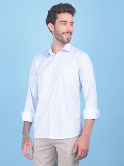 CRIMSOUNE CLUB - Mens Printed Blue Cotton Shirt