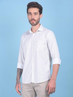 CRIMSOUNE CLUB - Mens Printed Beige Cotton Shirt