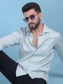 CRIMSOUNE CLUB - Mens Green Printed Shirt