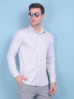 CRIMSOUNE CLUB - Mens Printed Purple Cotton Shirt