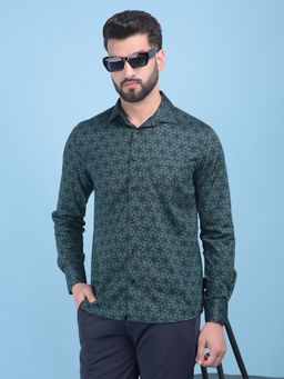 CRIMSOUNE CLUB - Mens Blue Printed Cotton Shirt